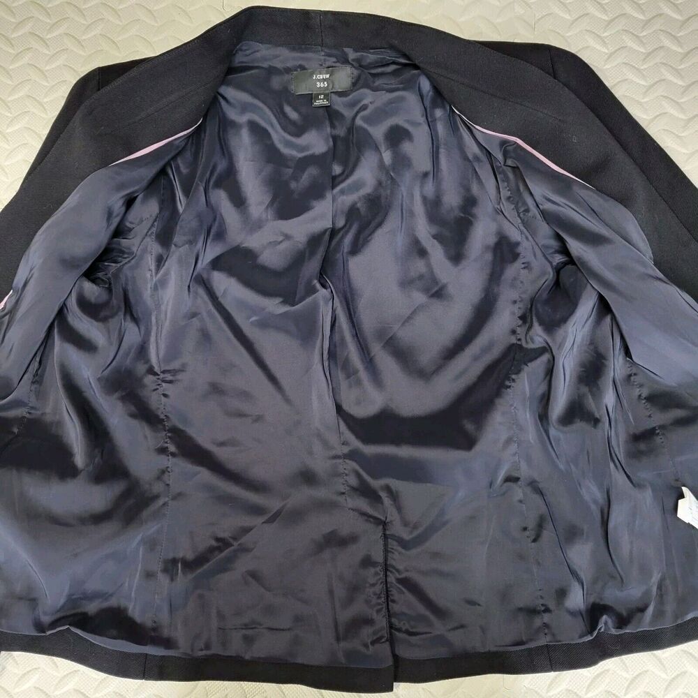 J Crew 365 Black Blazer Women 8 Medium Open Front Collarless Minimalist Corpcore - Picture 3 of 10